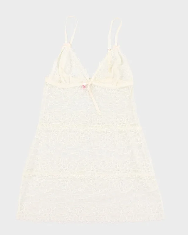 00s Darling Cream Lace Slip Dress - M