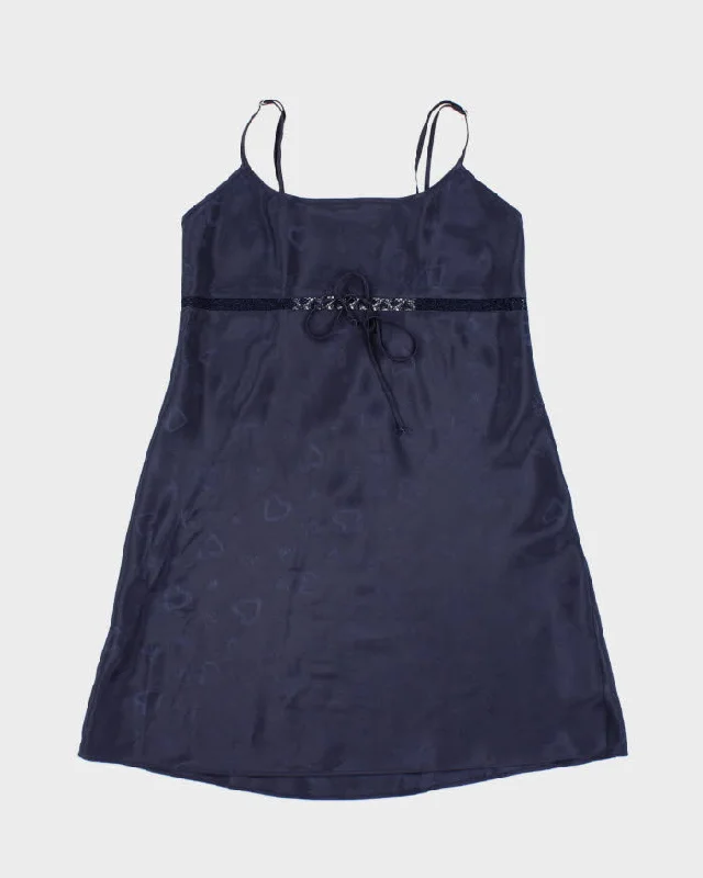 90s Navy Lingerie Slip Dress - M