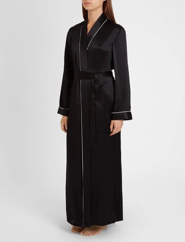 Long Gown With Piping - Gwnp48-Blk