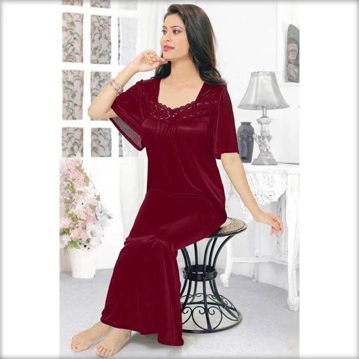 Maroon - FL-520 - Flourish Nightwear