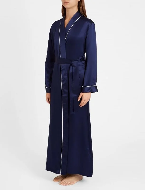 Navy Blue Color Long Gown With Piping - Gwnp48-Nv