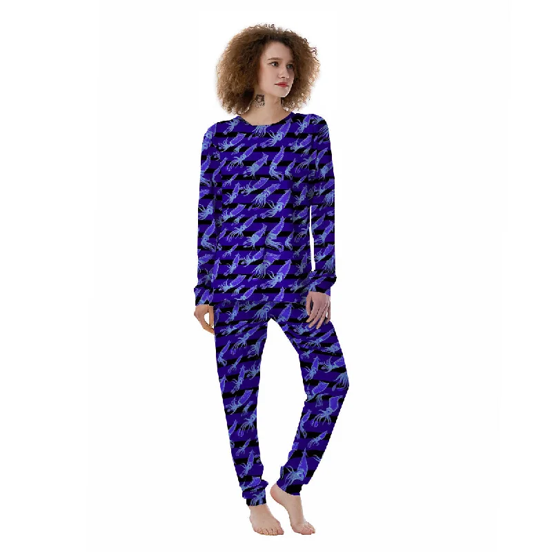 Striped Squid Print Pattern Women's Pajamas