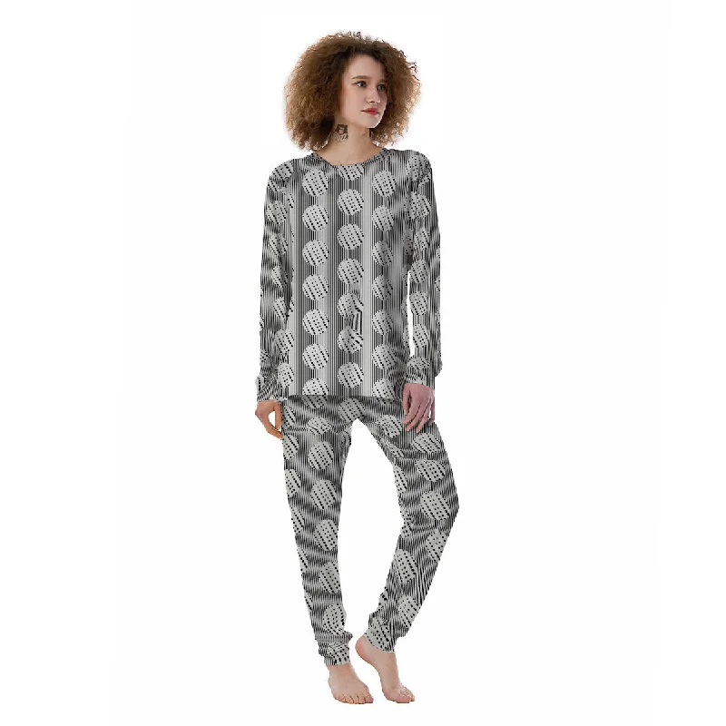 Stripes And Polka Dot Print Pattern Women's Pajamas