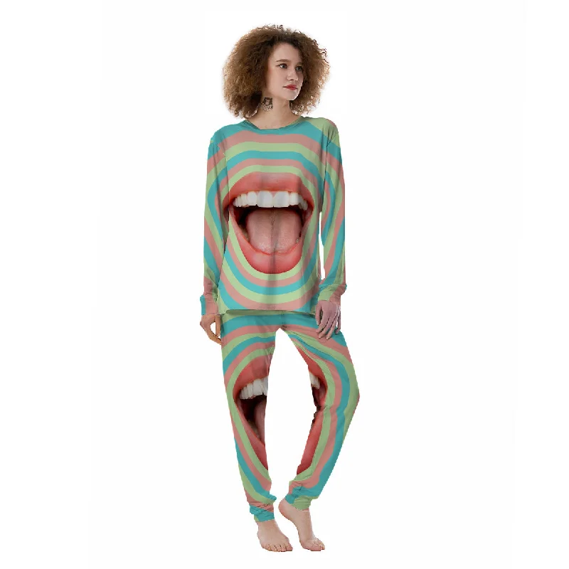 Summer Time Mood Mouth Print Women's Pajamas