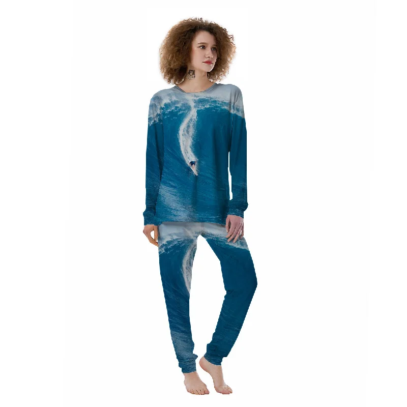 Surfing On Sea Print Women's Pajamas