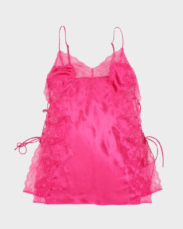 Y2k 00s La Senza Pink Lace Up Slip Dress - S