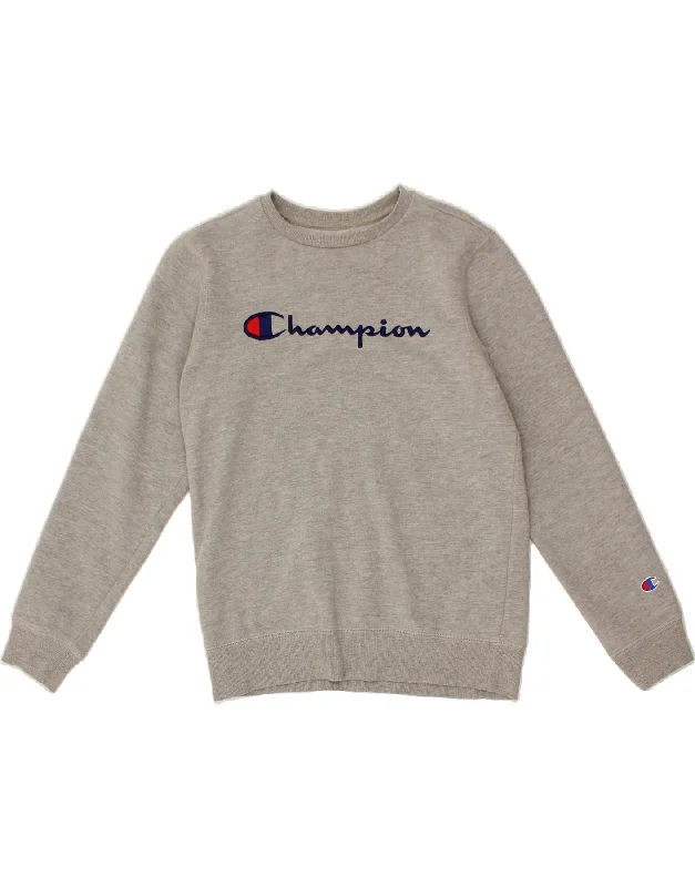 CHAMPION Womens Graphic Sweatshirt Jumper UK 14 Large Grey Cotton