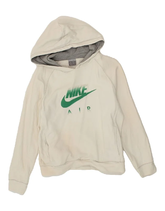 NIKE Womens Graphic Hoodie Jumper UK 14/16 Large White Cotton