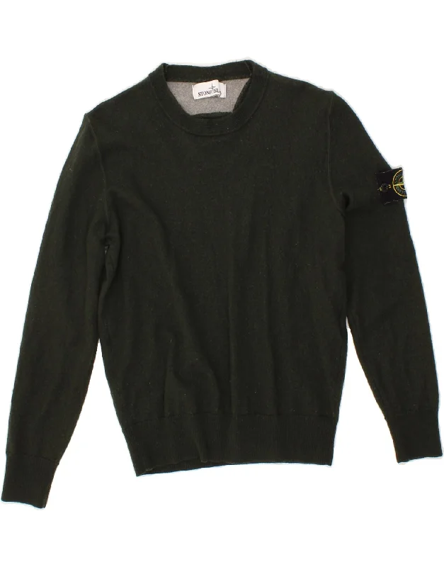 STONE ISLAND Womens Crew Neck Jumper Sweater UK 14 Large Green Wool