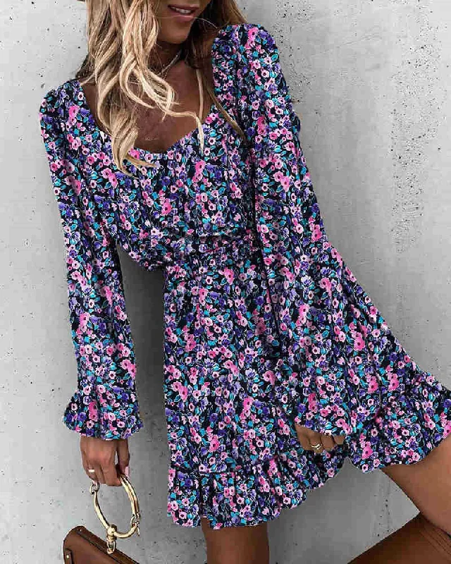 Mallory Floral Crochet Ruffle Dress