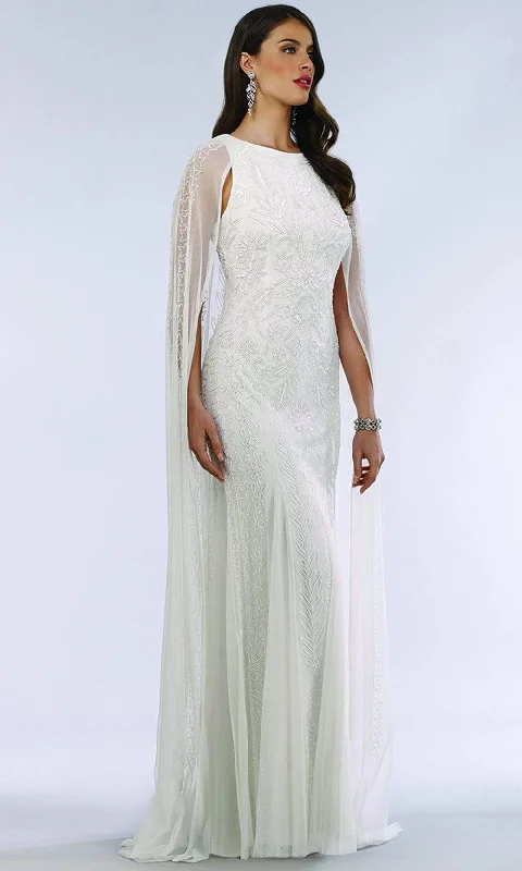 Lara Dresses - 51045 Caped Sleeveless Beaded Lace Bridal Dress