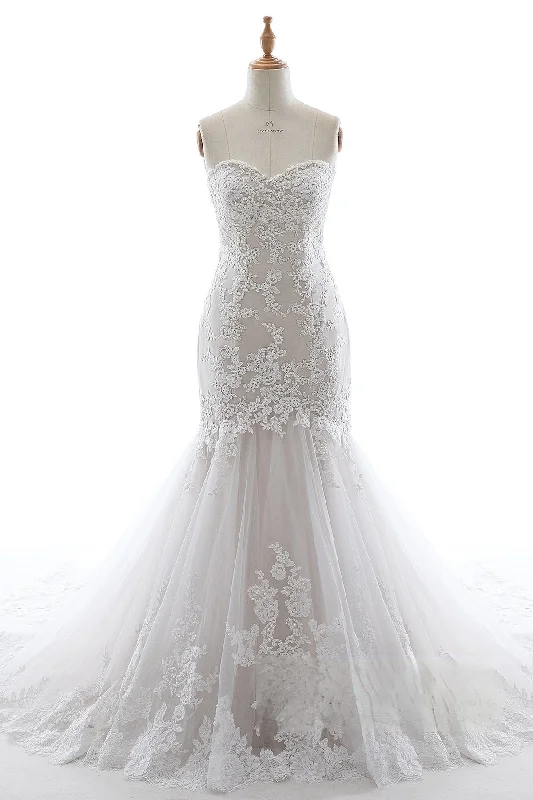 Trumpet-Mermaid Court Train Tulle Lace Wedding Dress LD5580