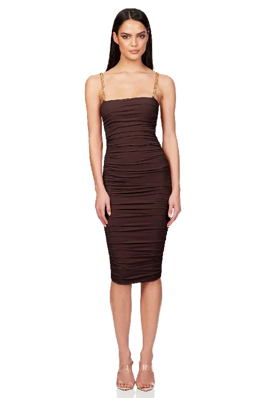 Nookie Allegra Midi Dress - Chocolate