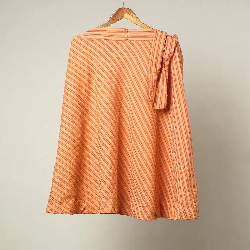 Orange - Plain Handloom Jhiri Cotton Wrap Around Skirt