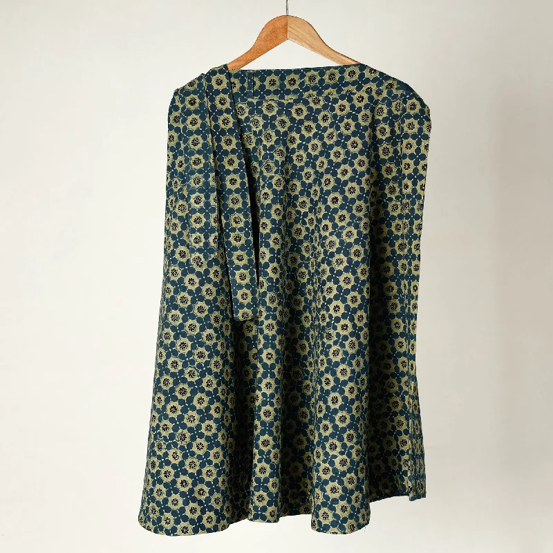 Blue - Ajrakh Block Printed Cotton Wrap Around Skirt