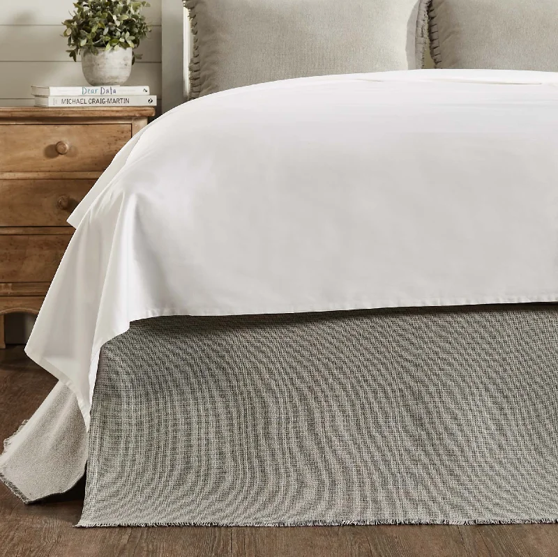 Burlap Dove Grey Fringed Queen Bed Skirt 60x80x16 VHC Brands