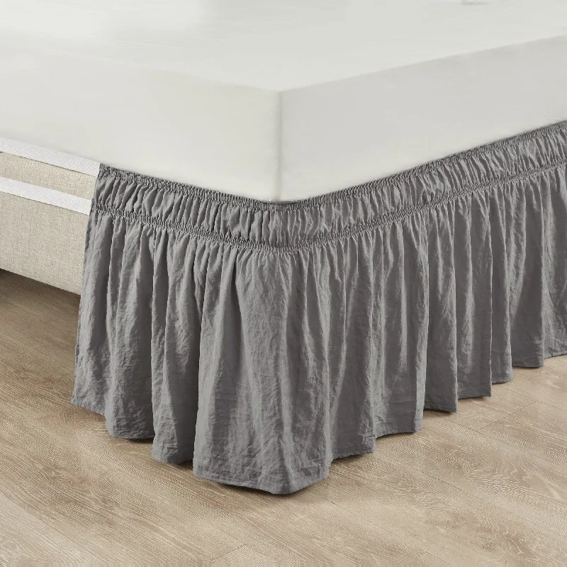 Ruched Ruffle Elastic Easy Wrap Around Bed Skirt