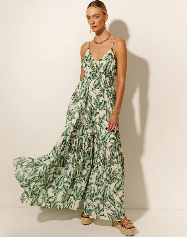 Kivari Tropico Maxi Dress Green Palm