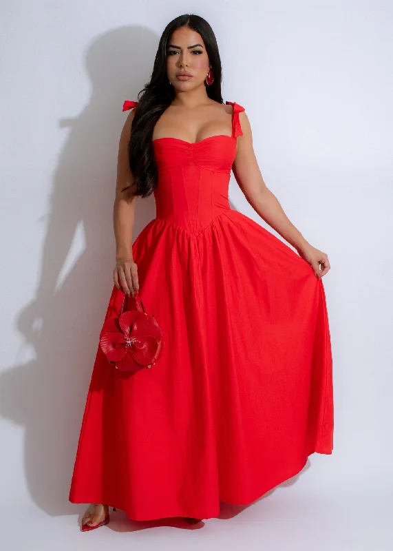 Radiant Romance Maxi Dress Red