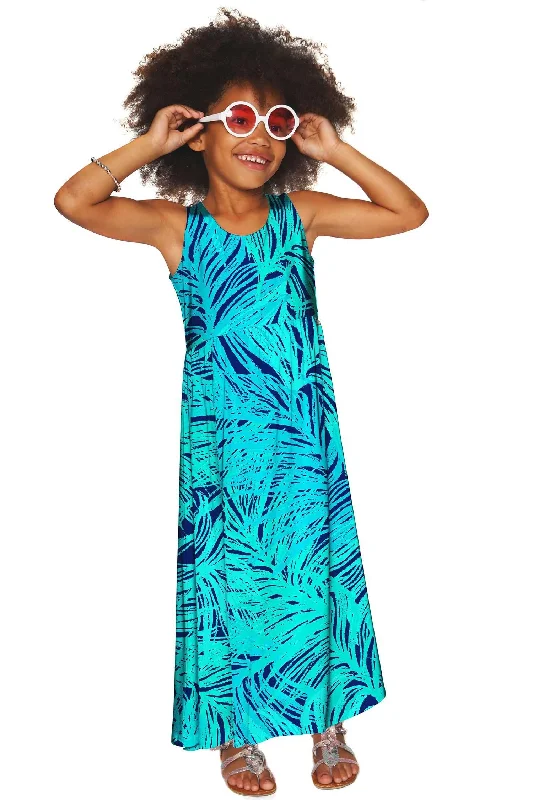 Tropical Dream Bella Sleeveless Empire Waist Vacation Maxi Dress - Girls