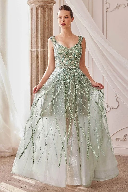 Andrea and Leo - A1091 Lattice Motif A-Line Gown