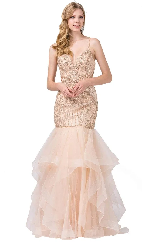 Dancing Queen - 2523 Bead-Adorned Plunging Sweetheart Trumpet Gown