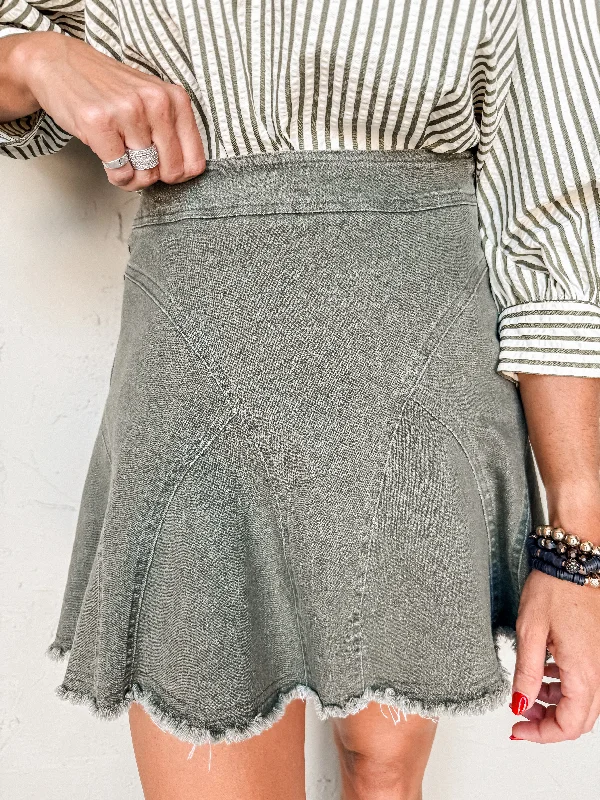 Call It Easy Denim Ruffled Mini Skirt