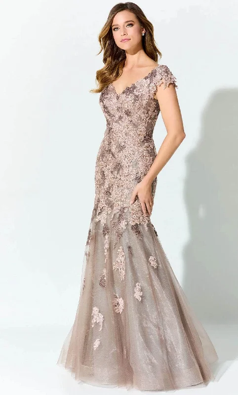 Ivonne D ID919 - Cap Sleeve Lace Prom Gown