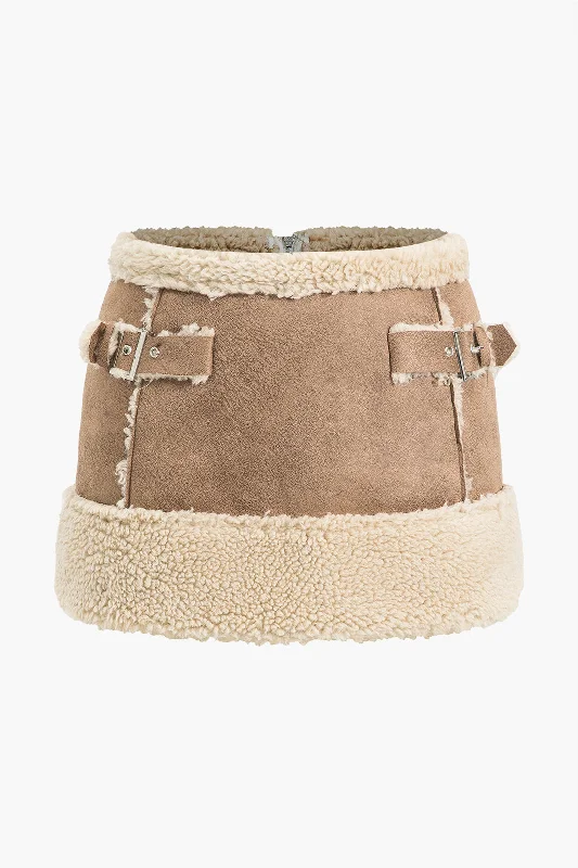 Suede Patchwork Mini Skirt