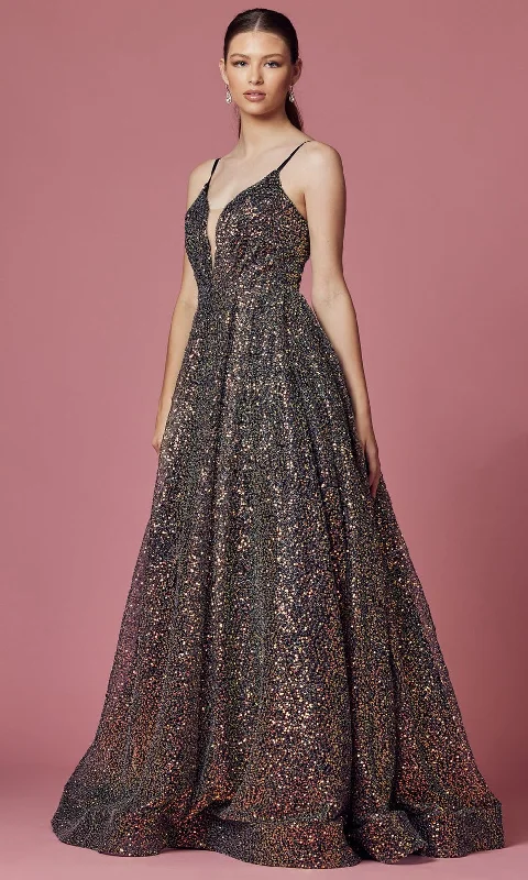 Nox Anabel R1030 - V-Neck Sequin Evening Gown