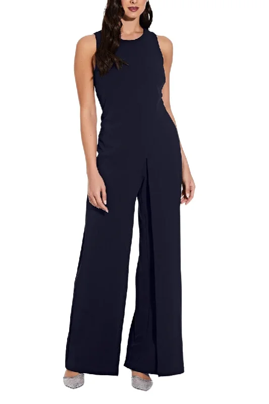 Adrianna Papell Crew Neck Sleeveless Back Zipper Wide Leg Jumpsuit