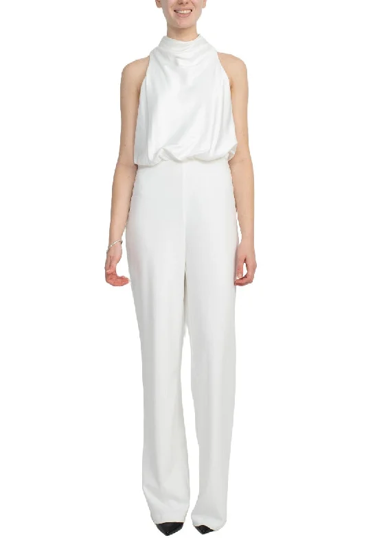 Adrianna Papell Crew Neck Sleeveless Keyhole Back Crepe Jumpsuit