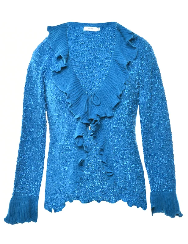 Blue Frills Cardigan - S