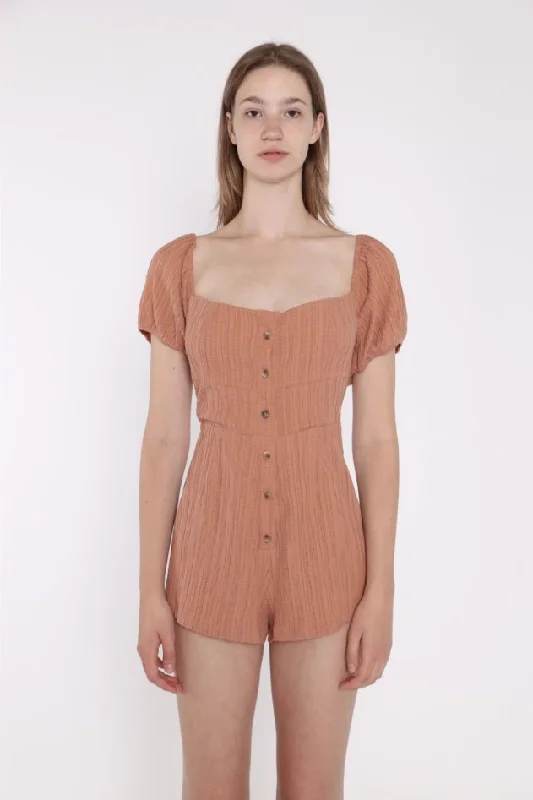 CLEARANCE! Crinkle Playsuit- Rust