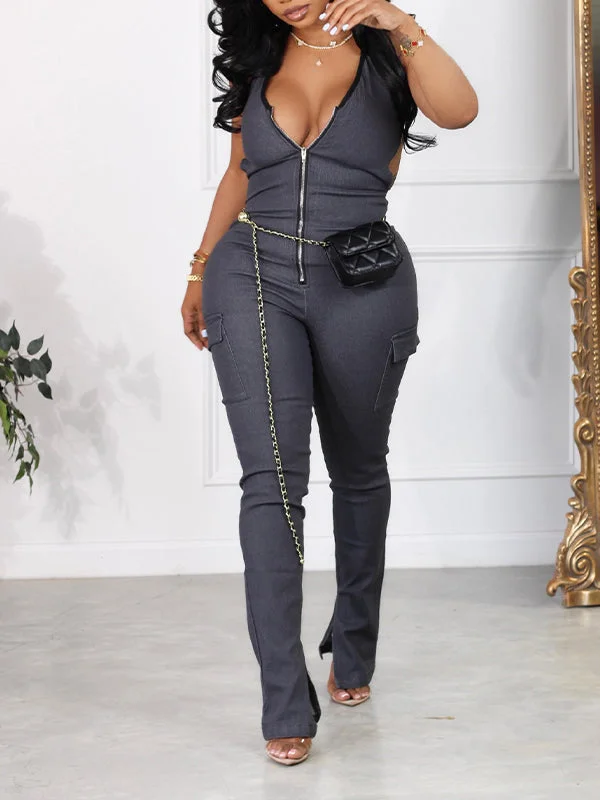 Halter Zip-Front Jumpsuit