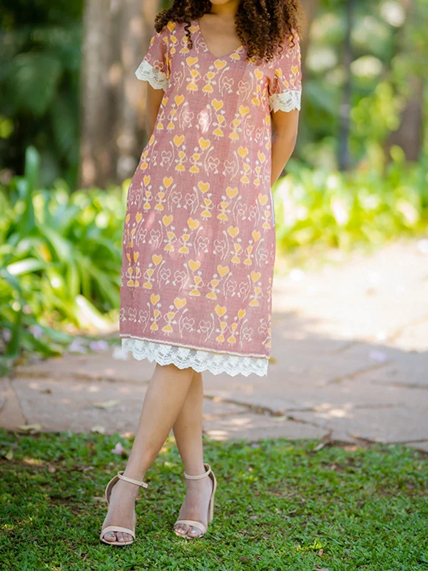 Peach Handwoven Ikat Dress