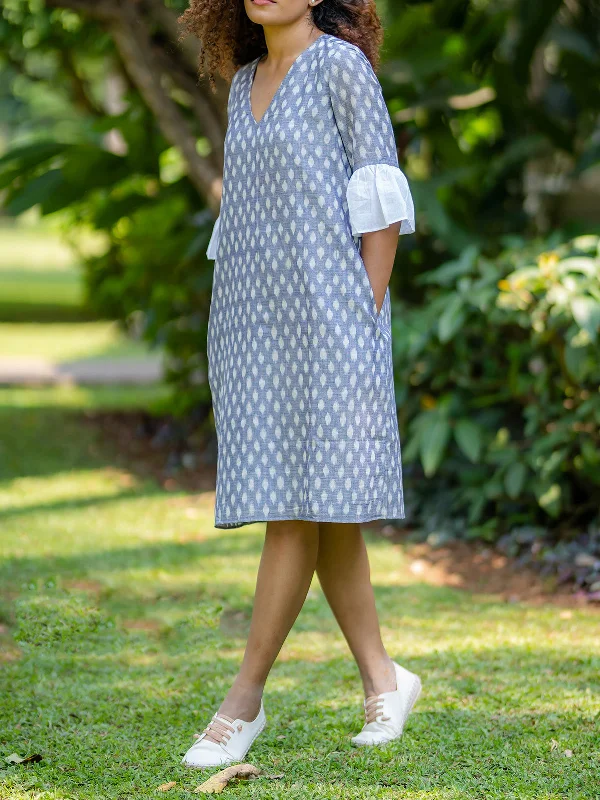 Powder Blue Handwoven Ikat Shift Dress