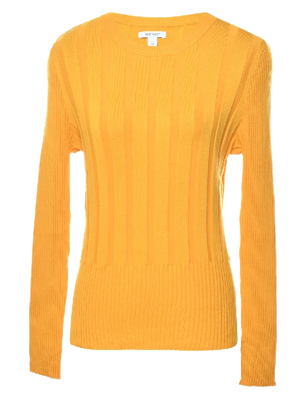 Yellow Fine Knit Jumper - M