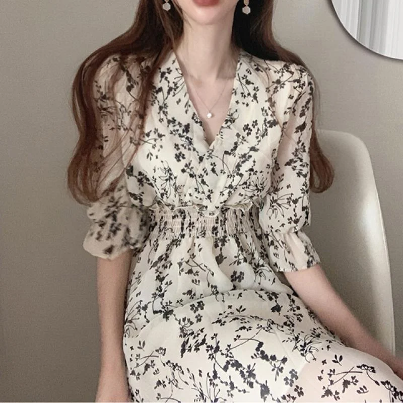 Julia Fashion - Women Retro Floral Print Dress