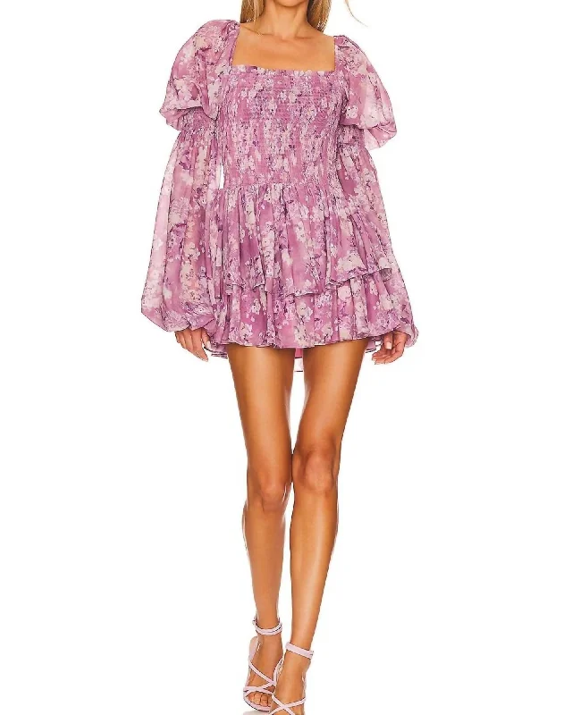 Alexa Dress In Mauve Summer Floral | Mauve Summer Floral