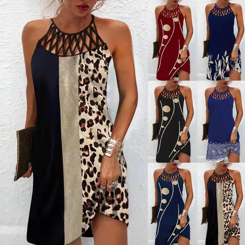 Print Dress Casual Halterneck Summer Clothes