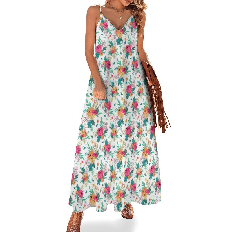 Australian Floral Spaghetti Strap Ankle-Length Dress Long dress