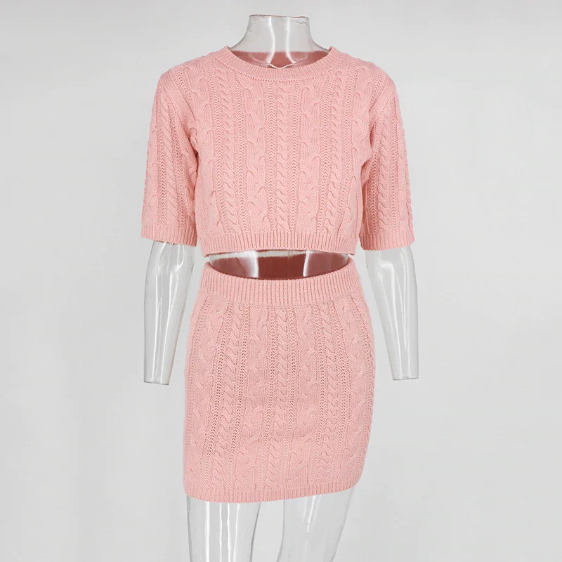 Women's Knitted Long-Sleeved Two-Piece Set Suit