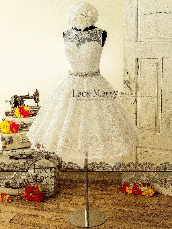 Pin-Up Lace Wedding Dress Inspired by 50's