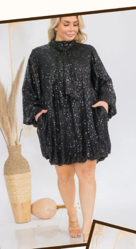 Black Bubble Sequin Dress