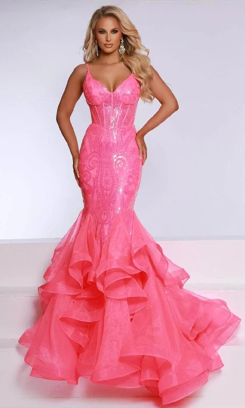 Johnathan Kayne 2835 - Sequined Sheer Corset Prom Dress