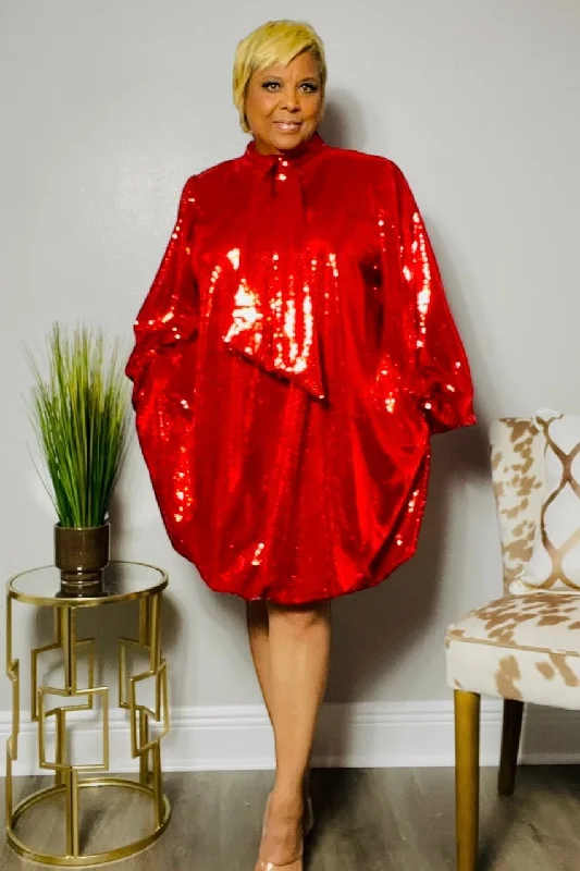 Red Bubble Sequin Dress