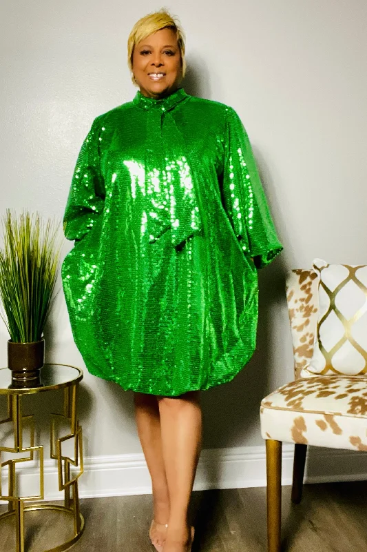 Green Bubble Sequin Dress