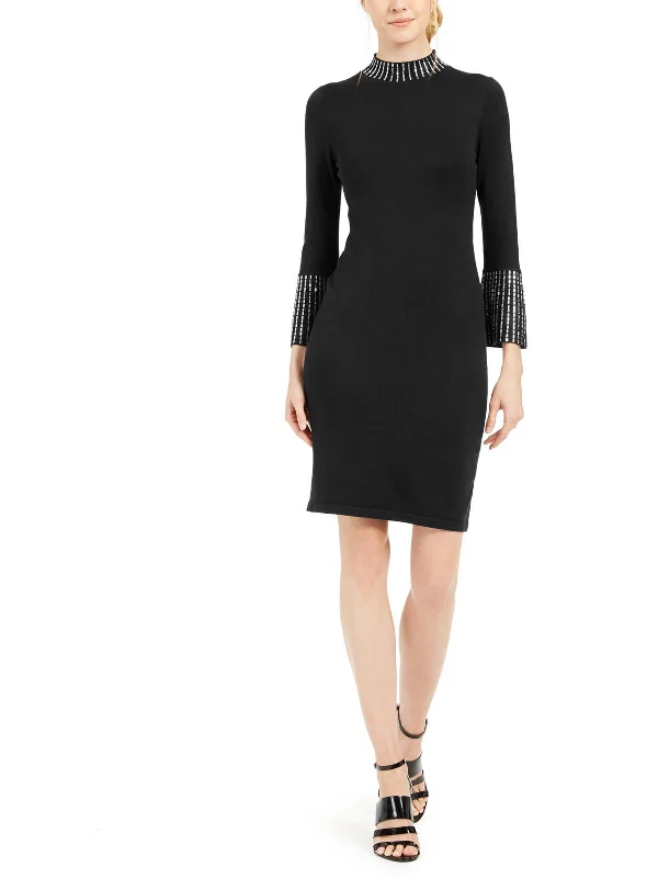 Womens Embellished Midi Sweaterdress