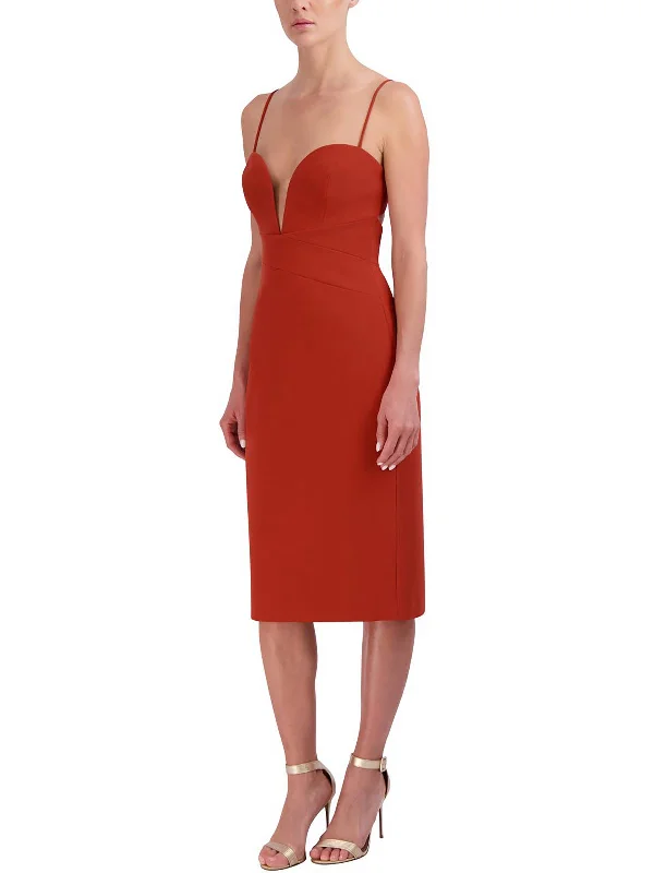 Womens Open Back Midi Cocktail And Party Dress